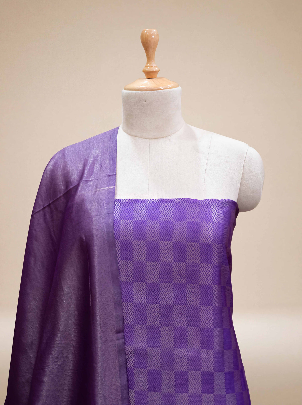 Purple brocade dupion silk suit set