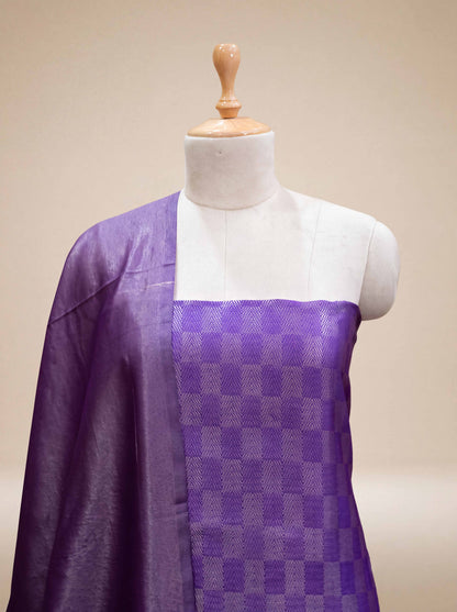 Purple brocade dupion silk suit set
