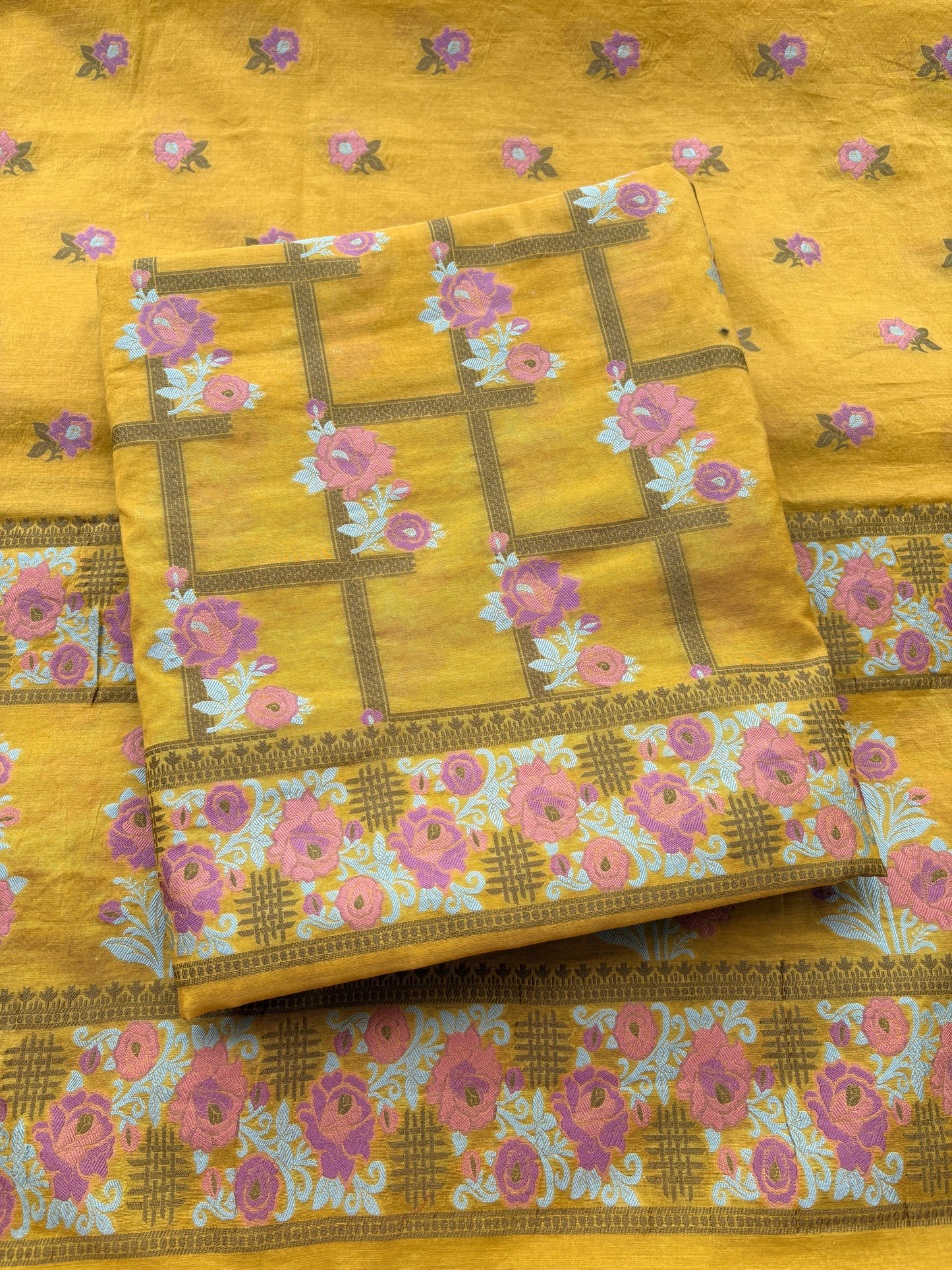 Mustard Resham weave meenadar mulchanderi suit set