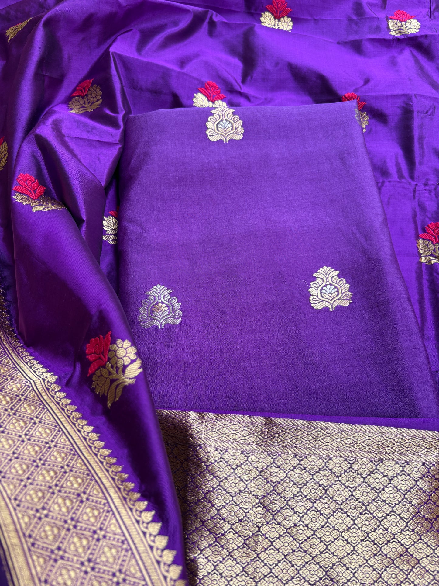 Purple Chiniya Katan kadhwa suit set