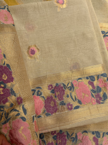 Khadi color Chanderi cotton meenadar suit set