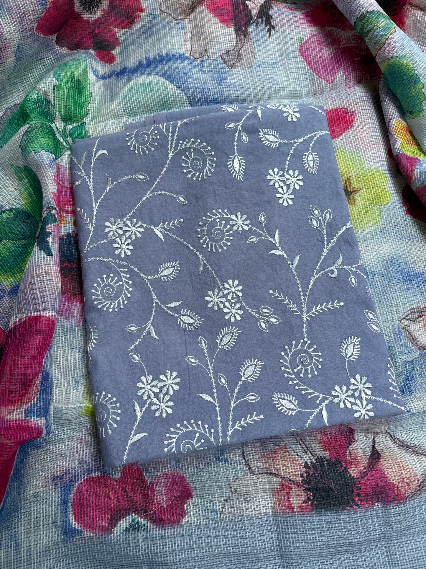 Blue cotton Kota doriya suit set