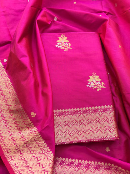 Pink katan by katan silk kadhwa suit set