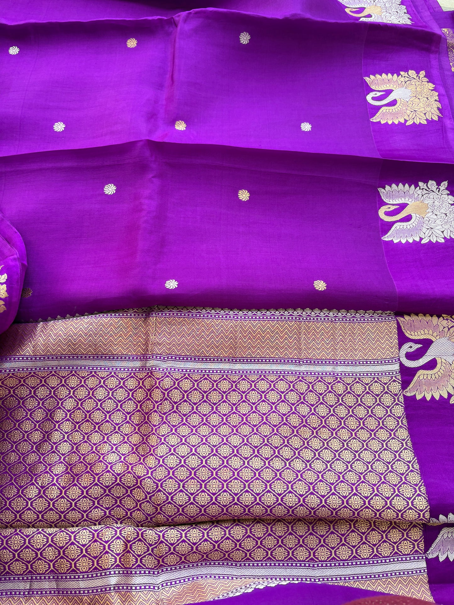 Purple mango silk kadhwa suit set