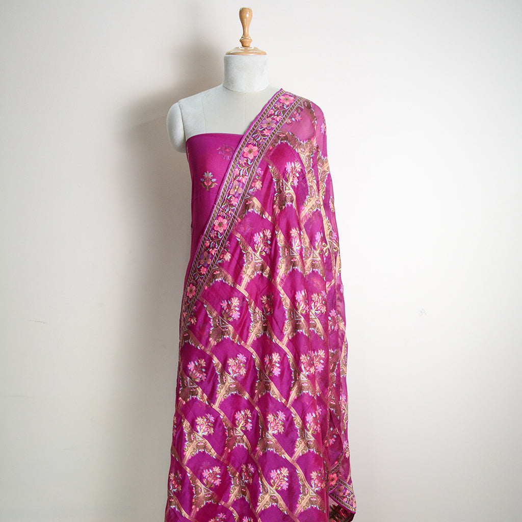 Magenta Kora silk suit set