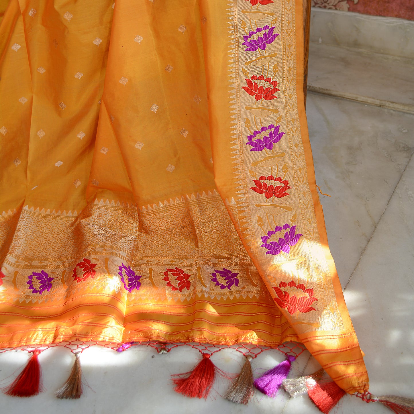 Mustard Katan silk kadhwa dupatta