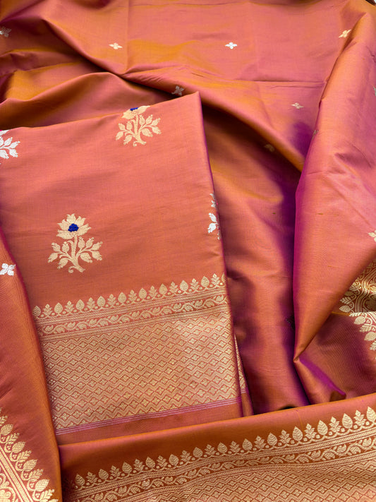 Rust katan by katan silk kadhwa suit set