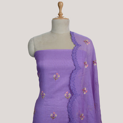 Lavender Chanderi silk embroidered suit set