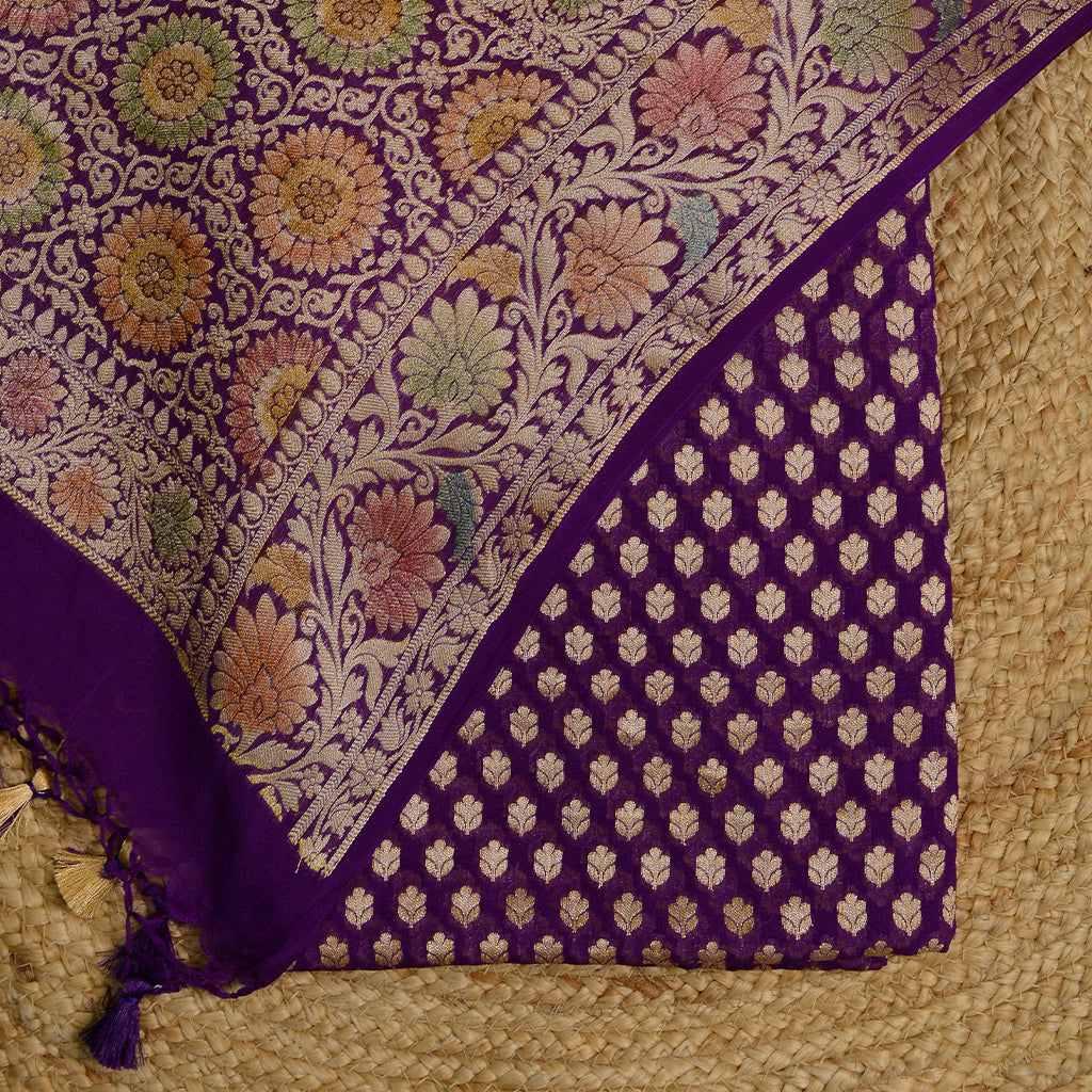 Purple Khaddi georgette suit set