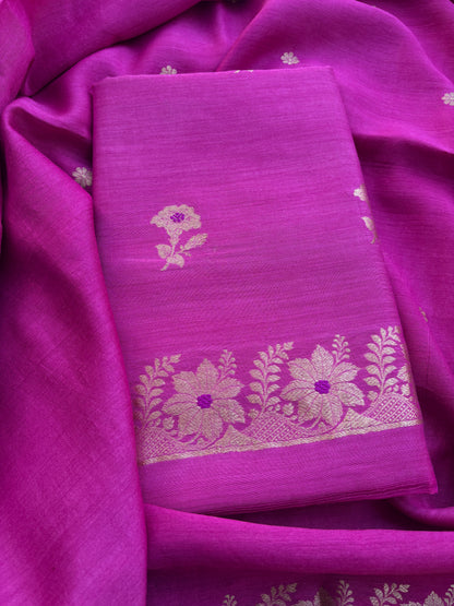 Pink moonga silk kadhwa suit set