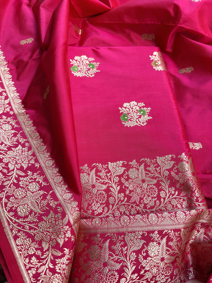 Pink katan by katan kadhwa silk suit set