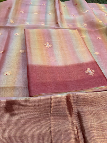 Rust shaded kora kadhwa 3 piece suit set