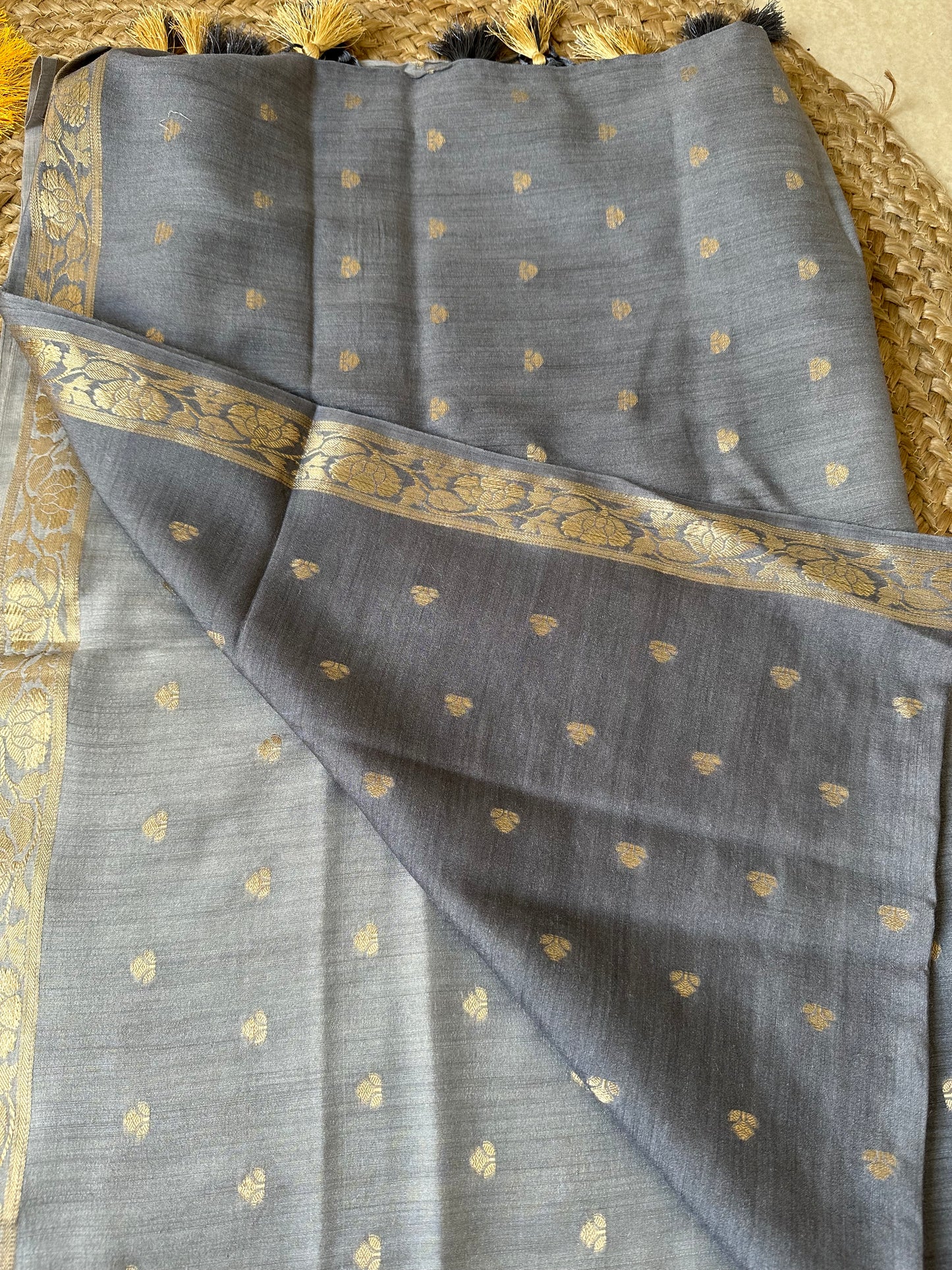 Grey shaded ombré moonga silk dupatta