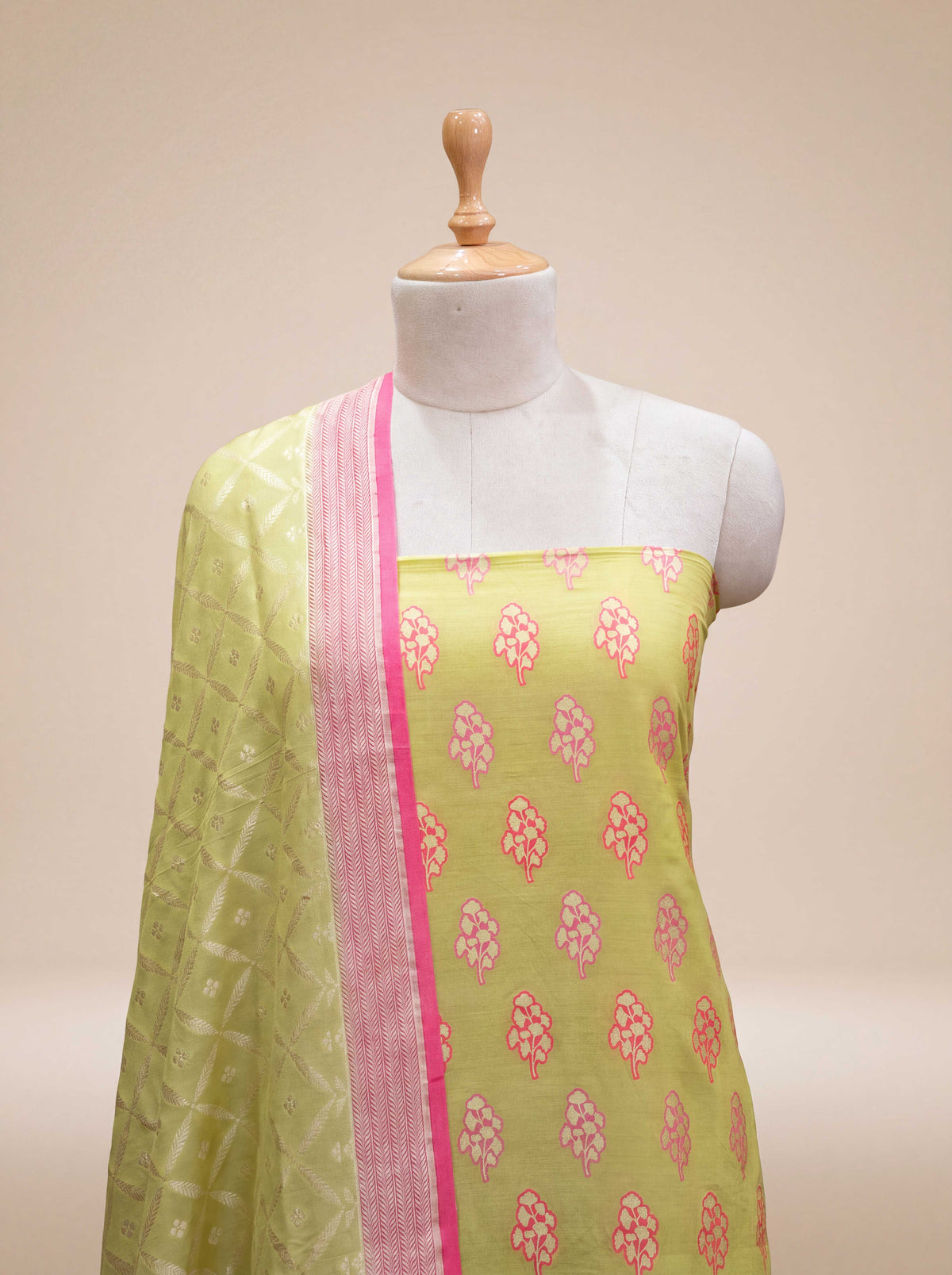 Green peach moonga silk suit set