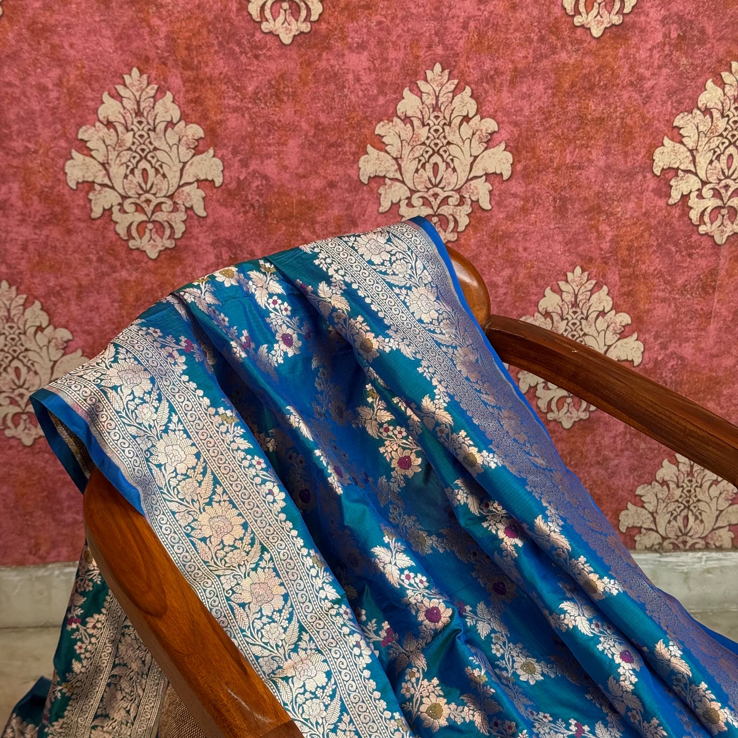 Firozi dhoop chau meendar katan silk dupatta