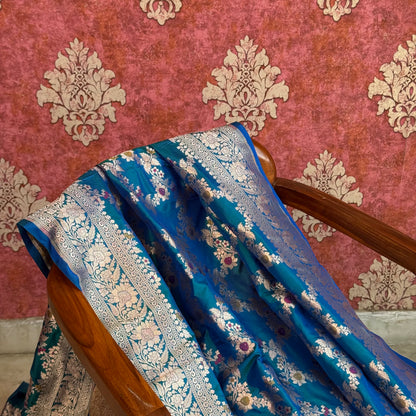 Firozi dhoop chau meendar katan silk dupatta