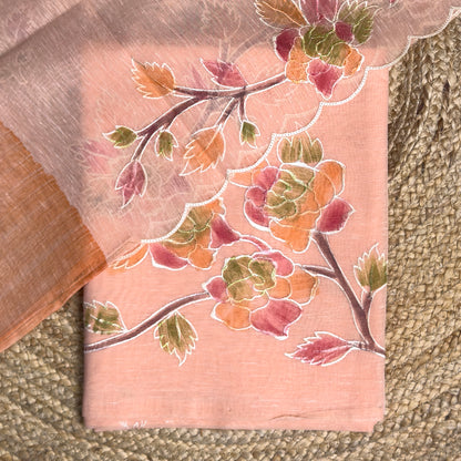 Peach linen cotton suit set