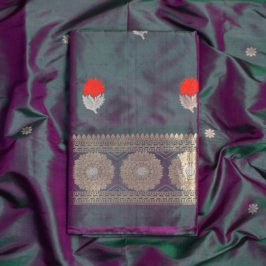 Green katan silk kadhwa suit set