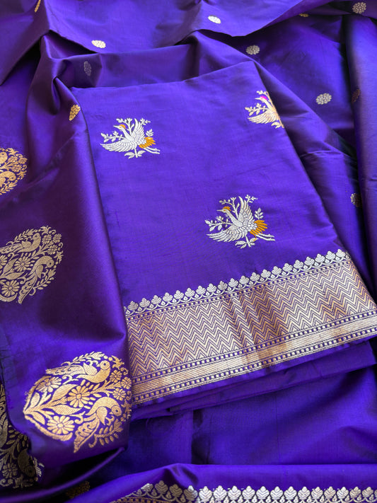 Purple katan by katan silk kadhwa suit set