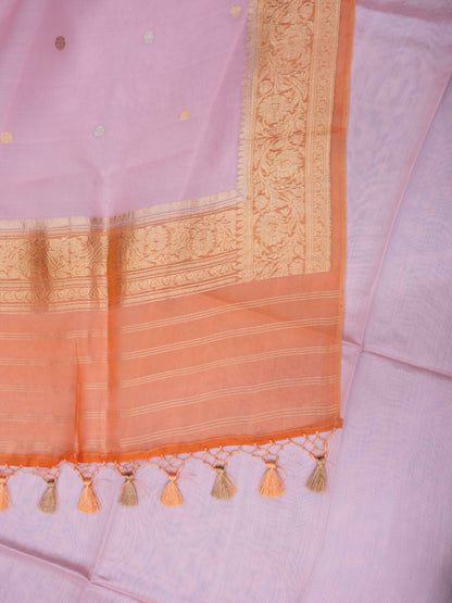 Pink kora silk suit with shaded dupatta