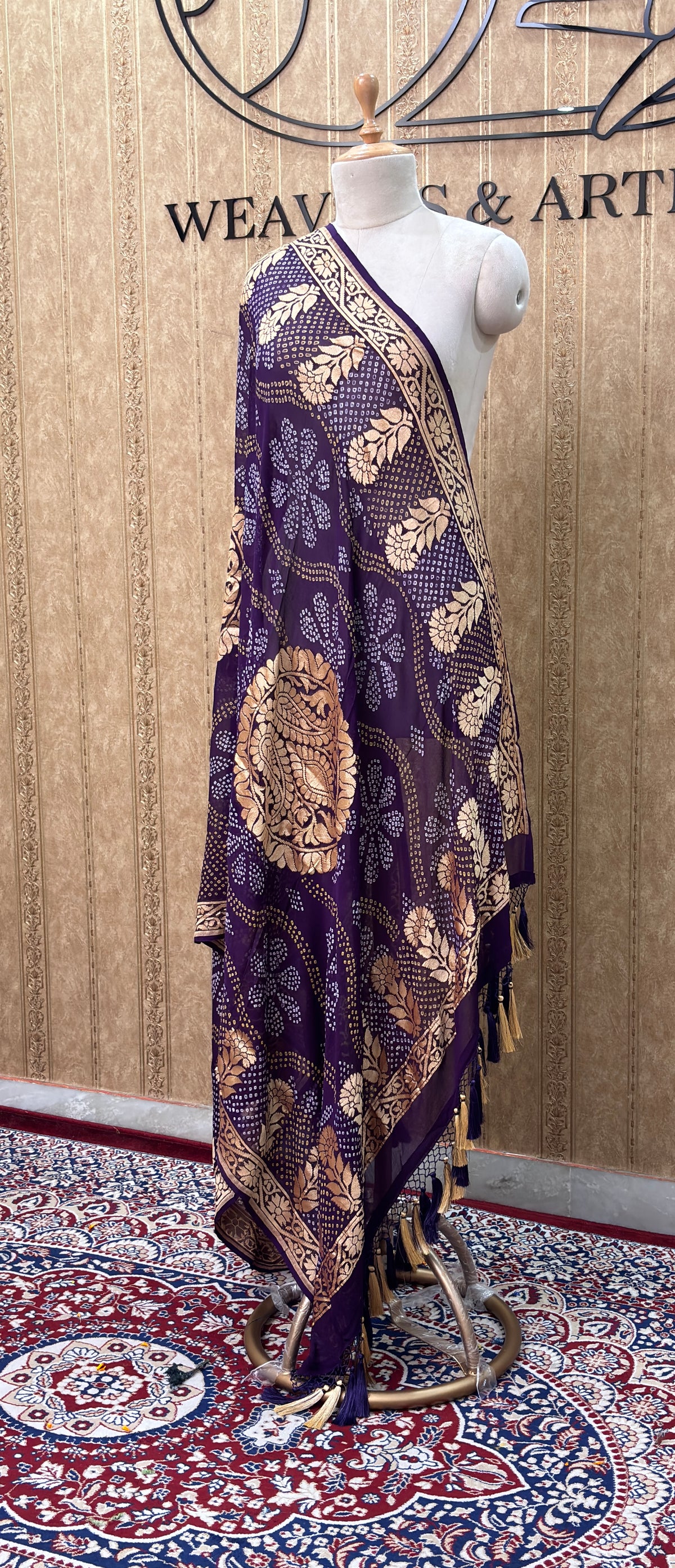 Lavender blue exclusive bandhani dupatta