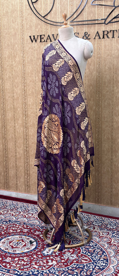 Lavender blue exclusive bandhani dupatta