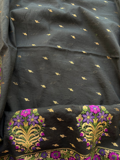 Black Chanderi meenadar suit set