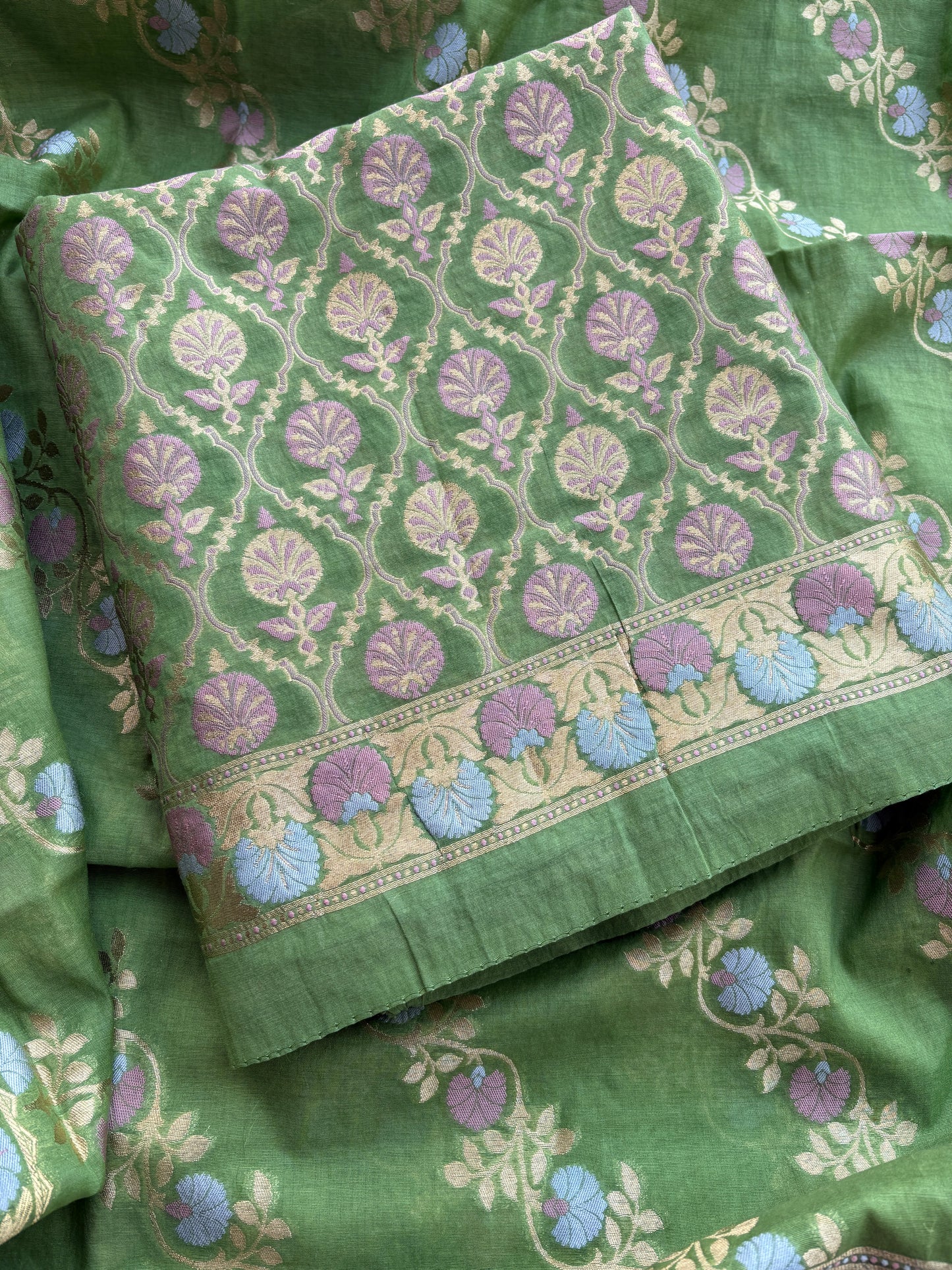 Green meenadar Chanderi suit  set