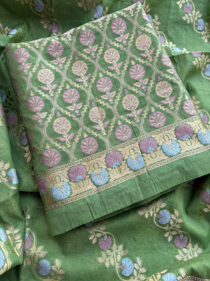 Green meenadar Chanderi suit  set