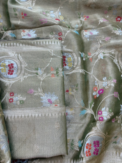 Green tissue meenadar suit set