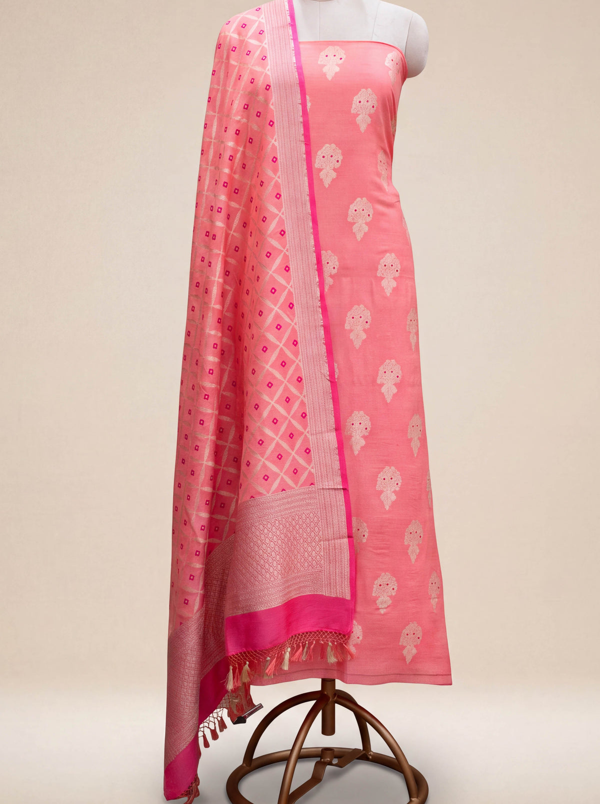Peach moonga silk suit set