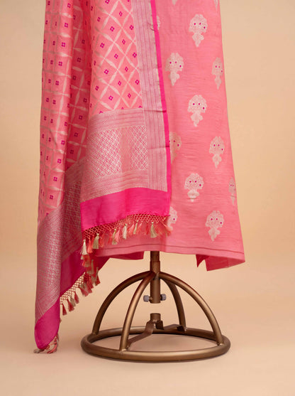 Peach moonga silk suit set