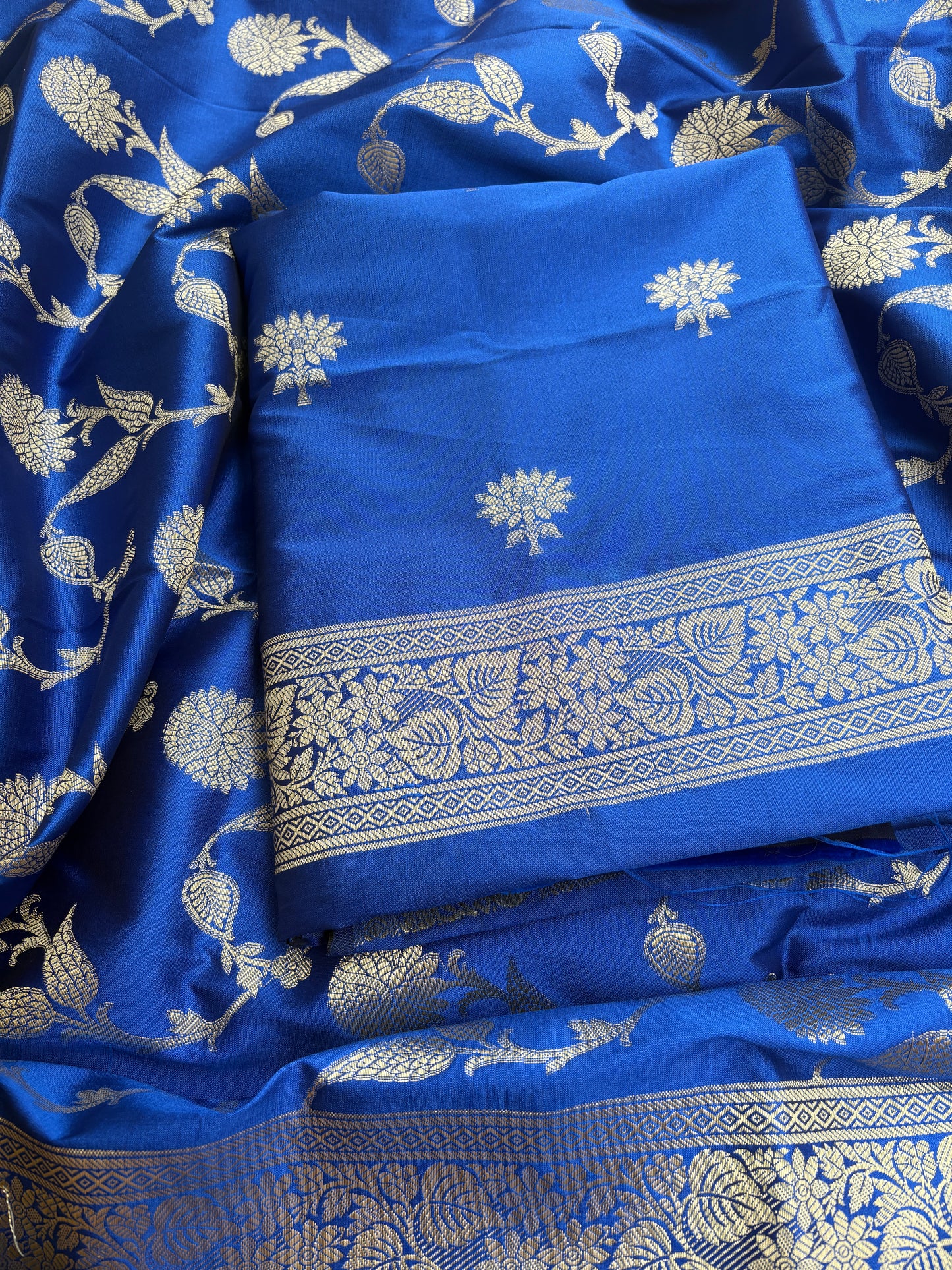 Blue premium silk 3 piece suit set