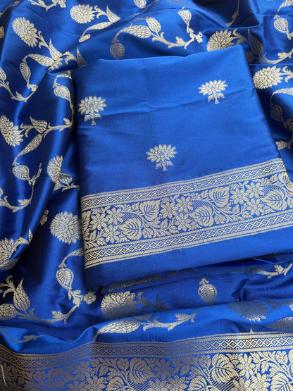 Blue premium silk 3 piece suit set