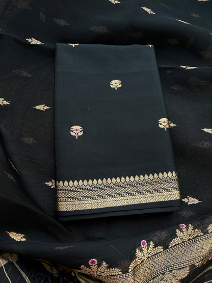 Black Chiniya kora suit set