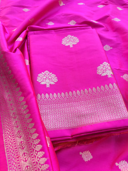 Pink katan by katan silk kadhwa suit set