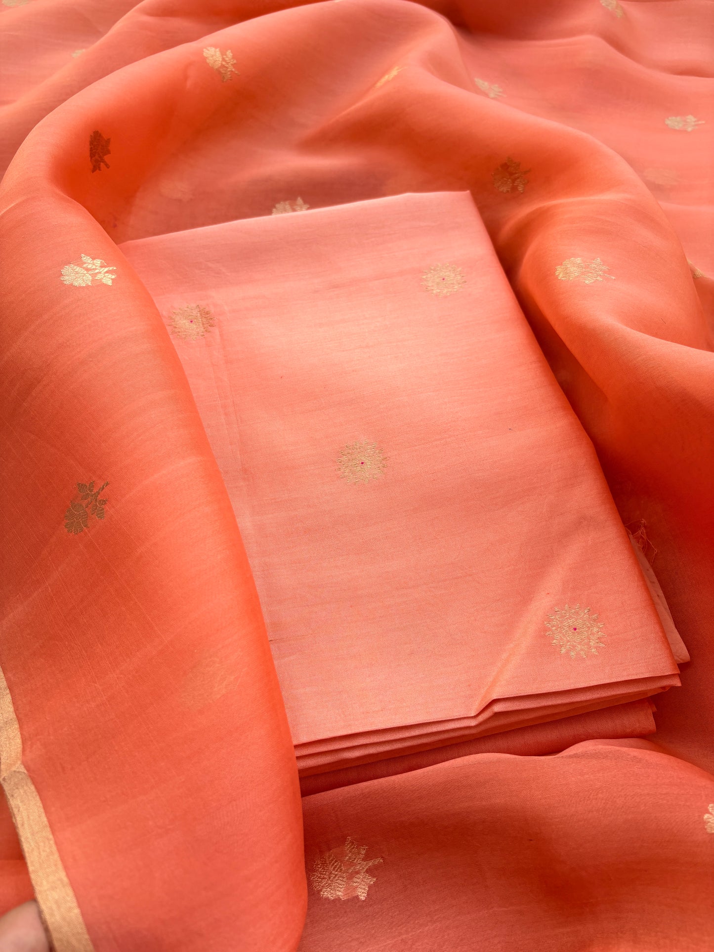 Peach kora Chiniya suit set