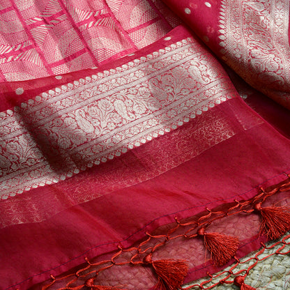 Red pink kora brocade suit set