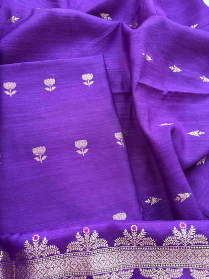 Purple moonga silk 3 piece suit set