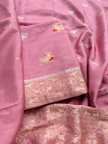 Peach mango silk kadhwa suit set