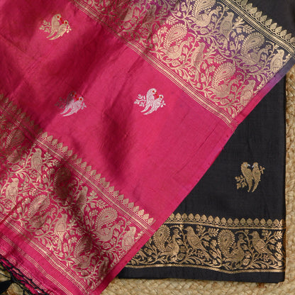 Black mango silk shaded dupatta suit set