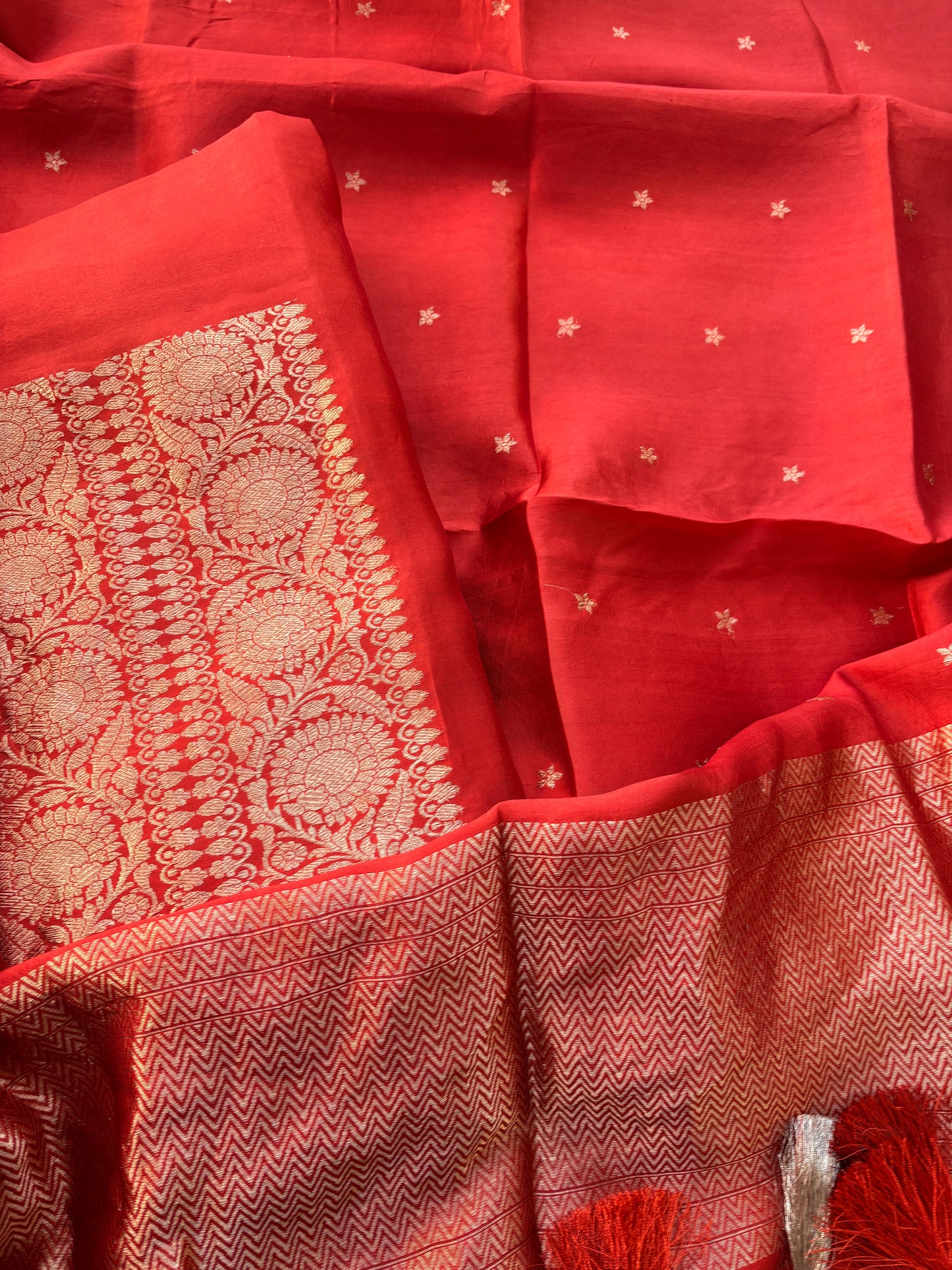 Orange rust raw mango neck design suit set