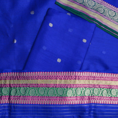 Blue kora silk suit with kadhwa meenadar dupatta