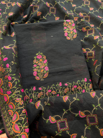 Black Chanderi Meena jari weaving suit set