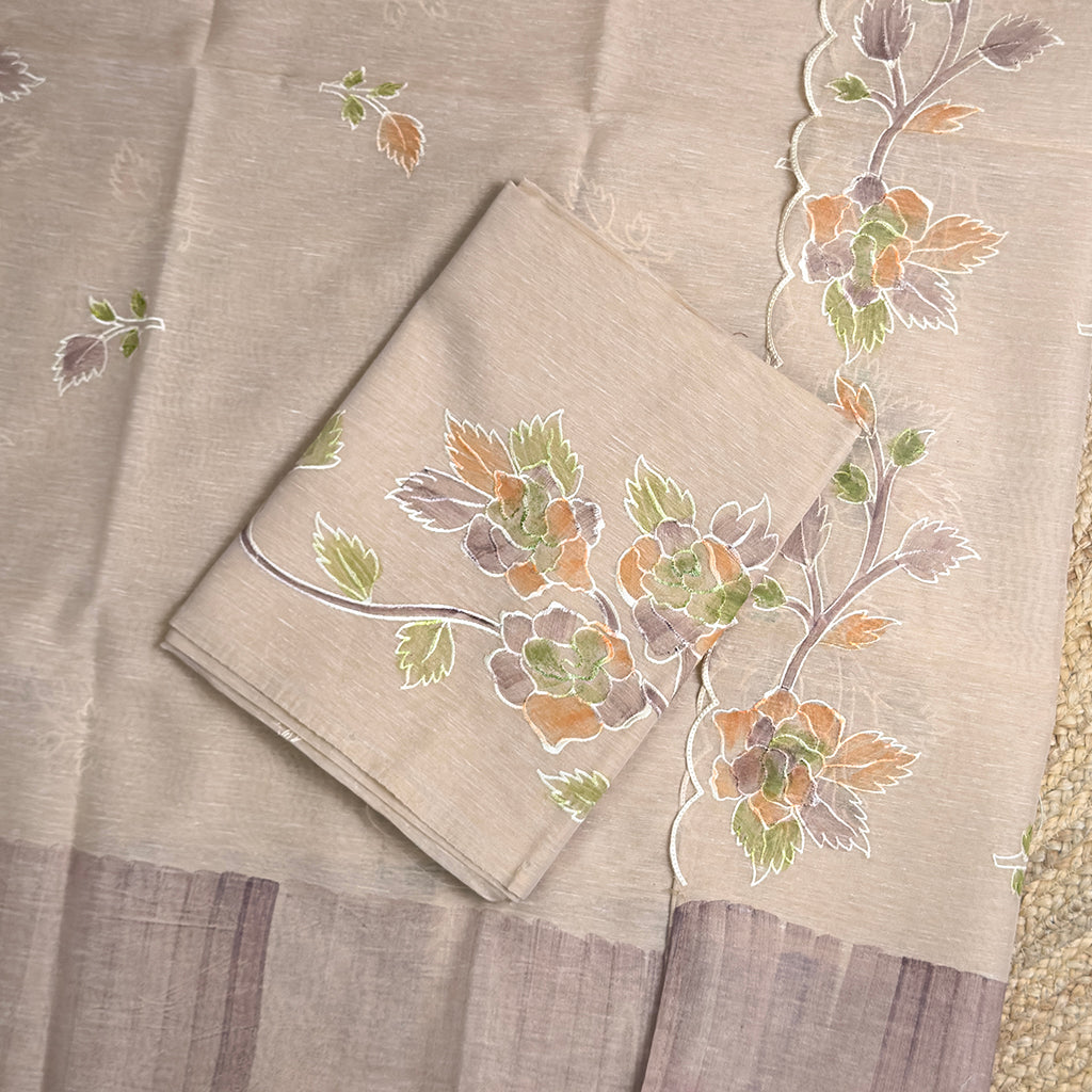 Nude beige linen suit set