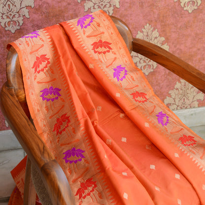 Orange katan silk kadhwa dupatta