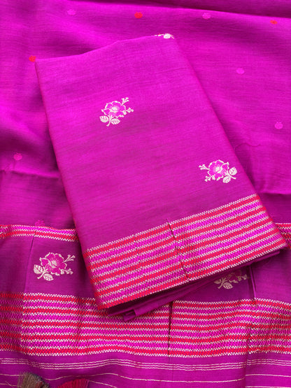 Magenta moonga silk suit set