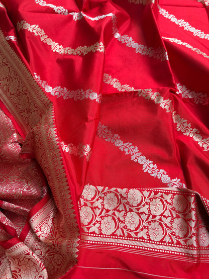 Red katan silk kadhwa dupatta