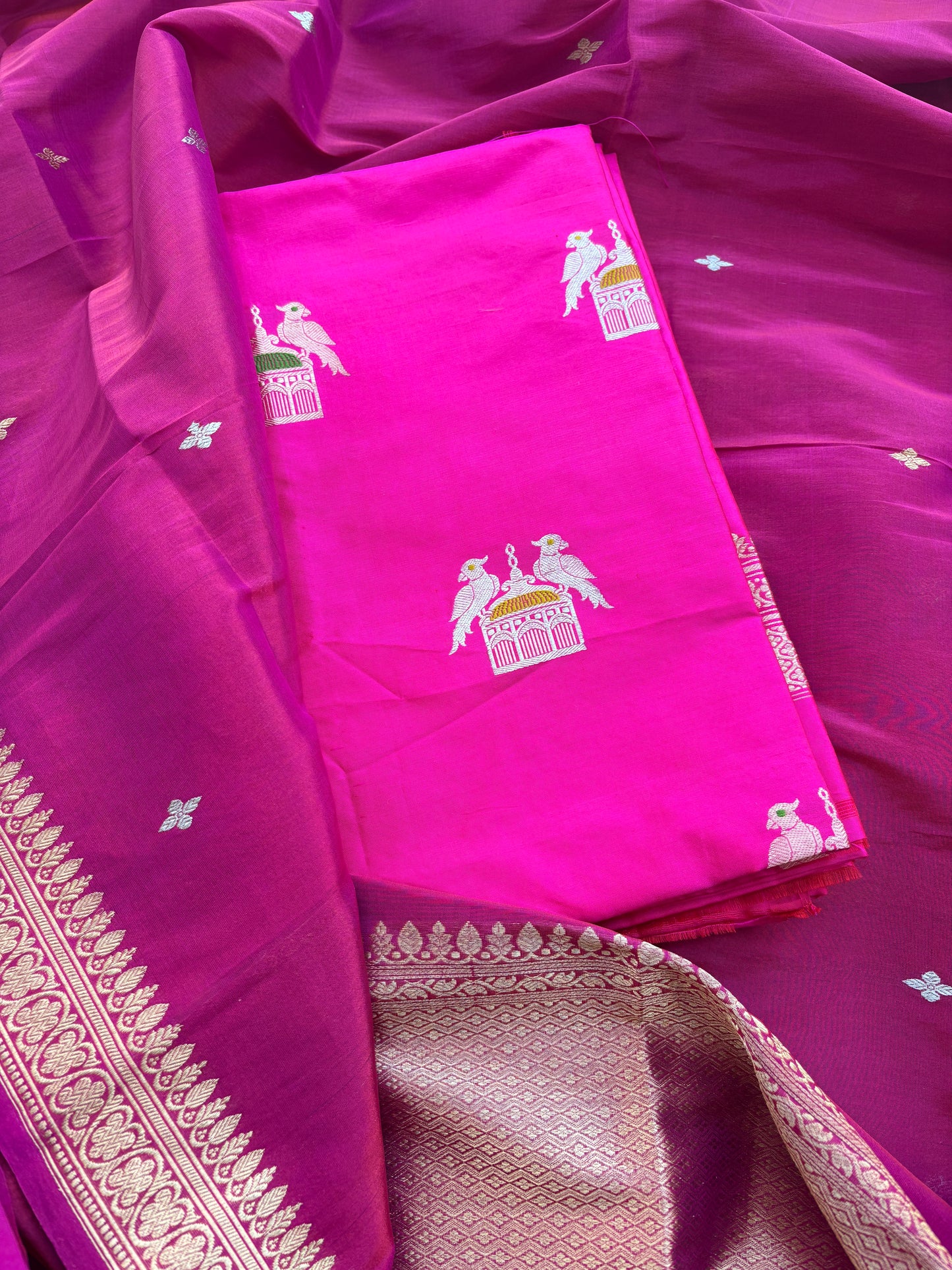 Pink Katan  by Katan silk suit with tissue dupatta