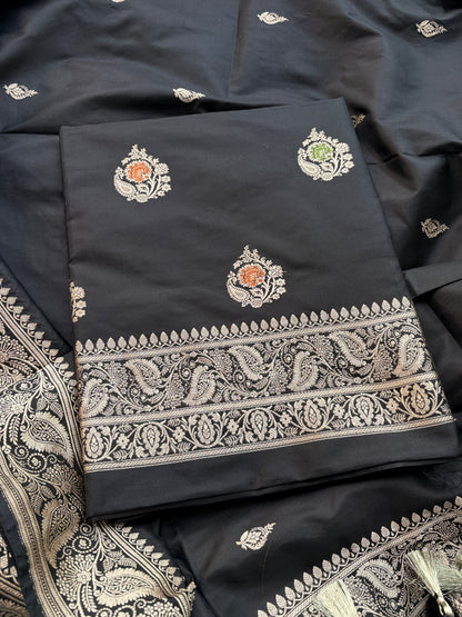 Black Katan by katan silk meenadar suit set
